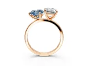Fancy Blue Heart-Shaped and Emerald Cut Lab-Grown Diamond Toi et Moi Engagement Ring with Prong-Set Stones in Rose Gold