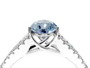 Solitaire Engagement Ring Setting for Fancy Blue Pear-Shaped Center with Pave Split Shank and Prong Head in White Gold