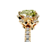 Halo Engagement Ring Setting for Fancy Yellow Heart-Shaped Center with Openwork Halo, Pave Band and Prong Head in Yellow Gold