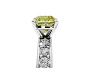 Solitaire Engagement Ring Setting for Fancy Yellow Cushion Cut Center with Channel-Set Accents and Prong Head in White Gold