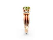 Solitaire Engagement Ring Setting for Fancy Yellow Round Cut Center with Grooved Bar Accent Band and Prong Head in Rose Gold