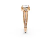 Solitaire Engagement Ring Setting for Princess Cut Center with Accented Split Shank and Prong Head in Rose Gold