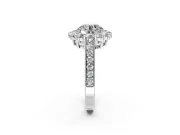 Halo Engagement Ring Setting for Round Cut Center with Milgrain Channel Band and Prong Head in Sterling Silver