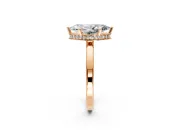 Hidden Halo Engagement Ring Setting for Marquise Center with Wide Flat Plain Band and Prong Head in Rose Gold