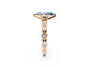Solitaire Engagement Ring Setting for Fancy Blue Marquise Center with Beaded Bezel Station Band and Prong Head in Rose Gold