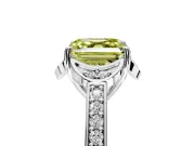 Floral Engagement Ring Setting for Fancy Yellow Asscher Cut Center with Four Accent Clusters and Prong Head in Platinum