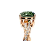 Solitaire Engagement Ring Setting for Fancy Green Cushion Cut Center with Twisted Pave Band and Prong Head in Rose Gold
