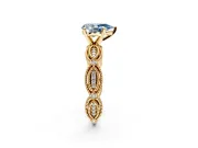 Solitaire Engagement Ring Setting for Fancy Blue Pear-Shaped Center with Marquise Panel Band and Prong Head in Yellow Gold