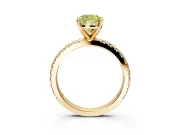 Solitaire Engagement Ring Setting for Fancy Yellow Cushion Cut Center with Fine Pave Band and Claw Prong Head in Yellow Gold
