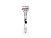 5 Stone Engagement Ring Setting for Fancy Pink Princess Cut Center with Plain Band and Prong Head in Sterling Silver