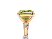 Solitaire Engagement Ring Setting for Fancy Yellow Asscher Cut Center with Bezel Station Band and Prong Head in Rose Gold