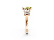 Floral Engagement Ring Setting for Fancy Yellow Oval Center with Marquise Cluster Shoulders and Prong Head in Rose Gold