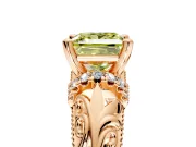 Solitaire Engagement Ring Setting for Fancy Yellow Princess Cut Center with Filigree Accent Basket and Prong Head in Rose Gold