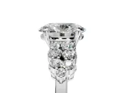 Cluster Engagement Ring Setting for Oval Center with 2-Row Shoulder Clusters and Prong Head in Platinum