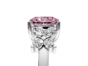 Floral Engagement Ring Setting for Fancy Pink Radiant Cut Center with Marquise Cluster Shoulders and Prong Head in White Gold