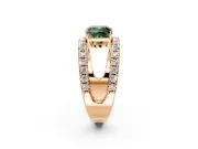 Solitaire Engagement Ring Setting for Fancy Green Cushion Cut Center with Wide-Open Split Shank and Prong Head in Rose Gold