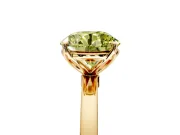 Solitaire Engagement Ring Setting for Fancy Yellow Round Cut Center with Thin Rounded Plain Band and Prong Head in Yellow Gold