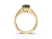 Split Shank Engagement Ring Setting for Fancy Green Round Cut Center with Pave Split Shank and Prong Head in Yellow Gold