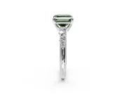 Solitaire Engagement Ring Setting for Fancy Green Asscher Cut Center with Trailing Leaf Accent Band and Prong Head in Platinum