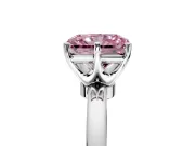 Solitaire Engagement Ring Setting for Fancy Pink Radiant Cut Center with Plain Band and Tulip Prong Head in Sterling Silver