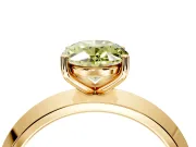 Solitaire Engagement Ring Setting for Fancy Yellow Oval Center with Wide Knife Ridge Band and Prong Head in Yellow Gold