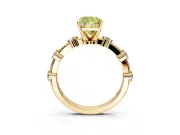 Solitaire Engagement Ring Setting for Fancy Yellow Cushion Cut Center with Bezel Station Band and Prong Head in Yellow Gold