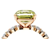 Solitaire Engagement Ring Setting for Fancy Yellow Asscher Cut Center with Alternating Size Accents and Prong Head in Rose Gold