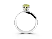 Milgrain Pave Engagement Ring Setting for Fancy Yellow Cushion Cut Center with Accent Band and Prong Head in Platinum
