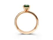 Solitaire Engagement Ring Setting for Fancy Green Emerald Cut Center with Milgrain X Pattern Band and Prong Head in Rose Gold