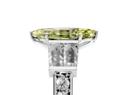 Channel-Set Engagement Ring Setting for Fancy Yellow Marquise Center with Baguette Band and Prong Head in Platinum