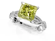 Solitaire Engagement Ring Setting for Fancy Yellow Princess Cut Center with Marquise Panel Band and Prong Head in Platinum