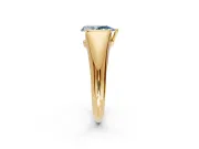 Tension Engagement Ring Setting for Fancy Blue Pear-Shaped Center with Wide Tapered Band and Tension Head in Yellow Gold