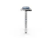 Pave Halo Engagement Ring Setting for Fancy Blue Princess Cut Center with Single Row Pave Band and Prong Head in White Gold