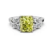 Floral Engagement Ring Setting for Fancy Yellow Radiant Cut Center with Marquise Cluster Shoulders and Prong Head in Sterling Silver