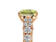 Solitaire Engagement Ring Setting for Fancy Yellow Radiant Cut Center with Pave Cathedral Shoulders and Prong Head in Rose Gold