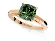 Solitaire Engagement Ring Setting for Fancy Green Cushion Cut Center with Flat-Sided Plain Band and Prong Head in Rose Gold