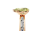 Solitaire Engagement Ring Setting for Fancy Yellow Pear-Shaped Center with Channel Baguette Band and Prong Head in Rose Gold