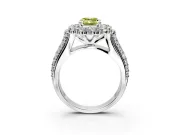 Large Accent Halo Engagement Ring Setting for Fancy Yellow Emerald Cut Center with Pave Split Shank and Prong Head in Sterling Silver