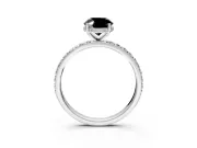 Hidden Halo Engagement Ring Setting for Fancy Black Oval Center with Pave Band and Prong Head in Platinum