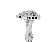 Halo Engagement Ring Setting for Heart-Shaped Center with Twist Band and Prong Head in Sterling Silver
