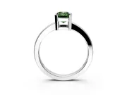 Solitaire Engagement Ring Setting for Fancy Green Emerald Cut Center with Plain Band and Flat Tab Prong Head in Sterling Silver