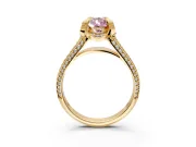Solitaire Engagement Ring Setting for Fancy Pink Pear-Shaped Center with Accented Split Shank and Prong Head in Yellow Gold