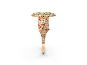 Milgrain Halo Engagement Ring Setting for Fancy Yellow Marquise Center with Shoulder Bezels and Prong Head in Rose Gold