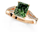 Solitaire Engagement Ring Setting for Fancy Green Radiant Cut Center with Twisted Pave Split Shank and Prong Head in Rose Gold
