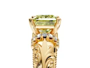 Solitaire Engagement Ring Setting for Fancy Yellow Princess Cut Center with Filigree Accent Basket and Prong Head in Yellow Gold