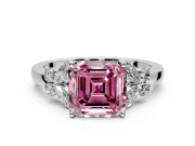 Solitaire Engagement Ring Setting for Fancy Pink Asscher Cut Center with Marquise Flower Shoulders and Prong Head in White Gold