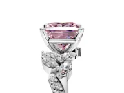 Solitaire Engagement Ring Setting for Fancy Pink Princess Cut Center with Marquise Accent Twist Band and Prong Head in Platinum