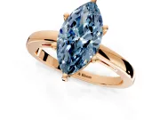 Solitaire Engagement Ring Setting for Fancy Blue Marquise Center with Basket Rail and Prong Head in Rose Gold