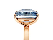 Fancy Blue Asscher Cut and Emerald Cut Lab-Grown Diamond Toi et Moi Engagement Ring with Prong-Set Stones in Rose Gold