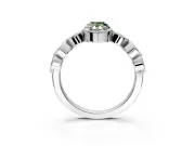 Vintage Station Engagement Ring Setting for Fancy Green Pear-Shaped Center with Accents and Prong Head in Platinum